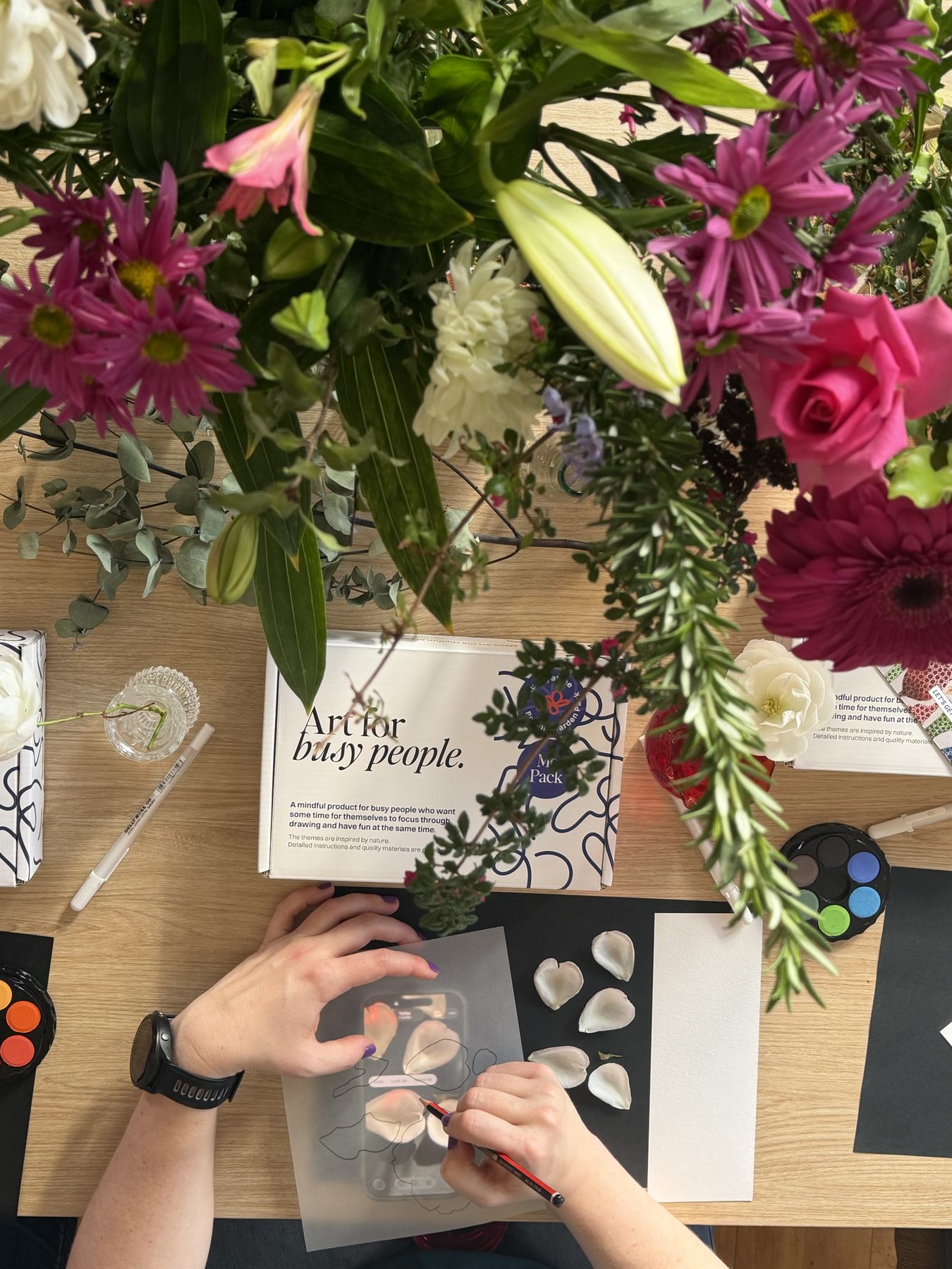 Drawing flowers at Denise McMahon's Naturing workshop